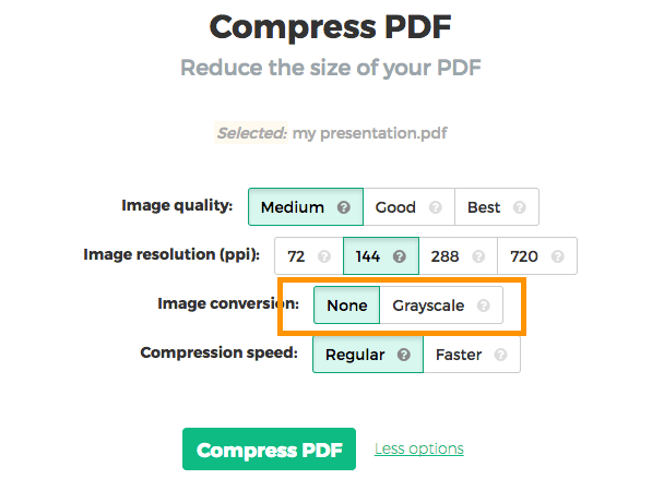 make a pdf presentation smaller