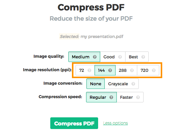 make a pdf presentation smaller