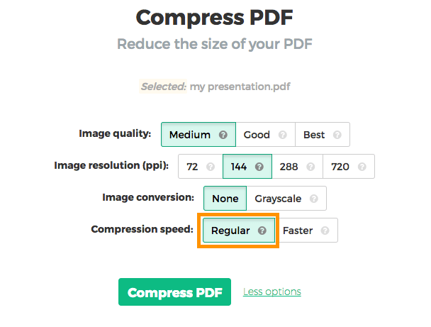 make a pdf presentation smaller