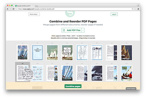 Screenshot of Sejda Visually Combine and Reorder